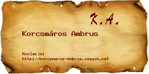 Korcsmáros Ambrus névjegykártya